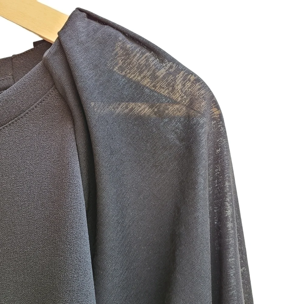 Banana Republic Black Sheer Puff Sleeve Oversized Blouse Top Size XS